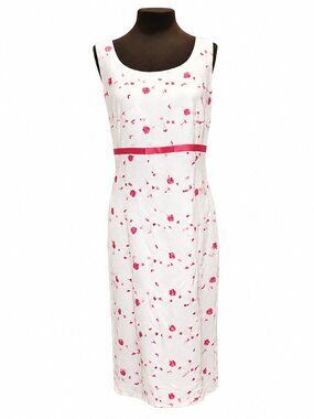 Sheri Martin New York Linen Dress Pink Floral Embroidery Size 14 NWT